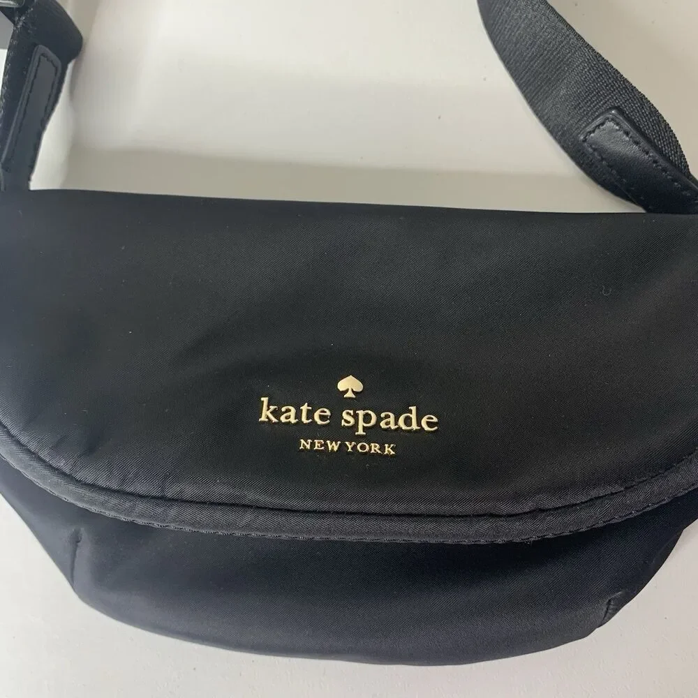 Kate Spade Watson Lane Betty Belt Bag Crossbody Purse Zip Black Nylon